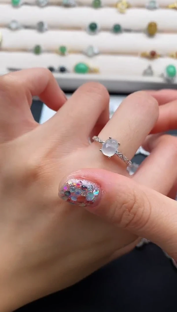 银S925镶嵌戒指翡翠666666+2