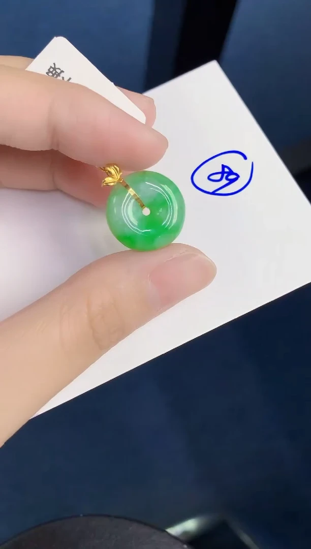 颈饰18K金镶嵌翡翠天然翡翠缅甸A货