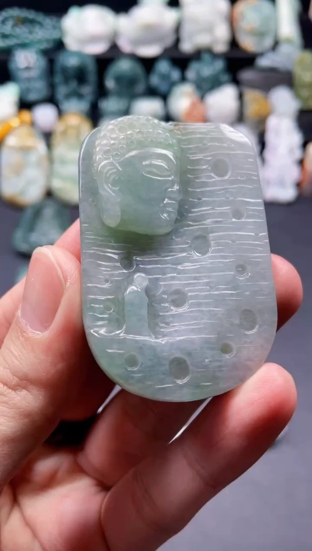 颈饰未镶嵌翡翠9  天然翡翠a货  悟道拜佛