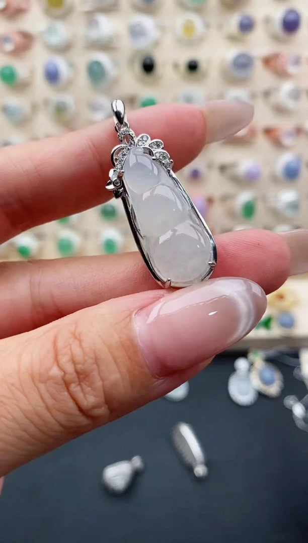 银S925镶嵌戒指翡翠天然缅甸翡翠A货111-4-3