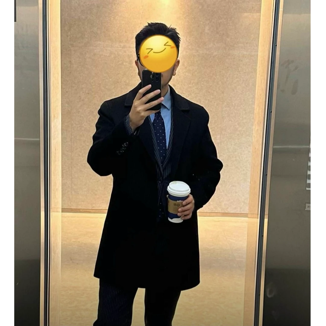 100%纯山羊绒男士大衣中长款双面呢外套保暖挺阔时尚纯绒