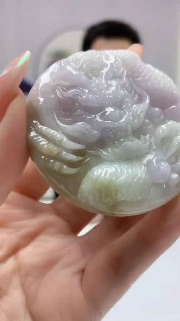 【闪购商品】定制翡翠未镶嵌5153DD-毛货挂件龙牌183