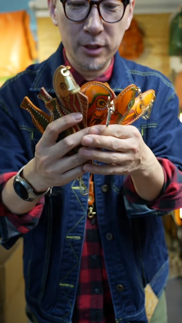 牛皮（革）手工小鱼挂件8条