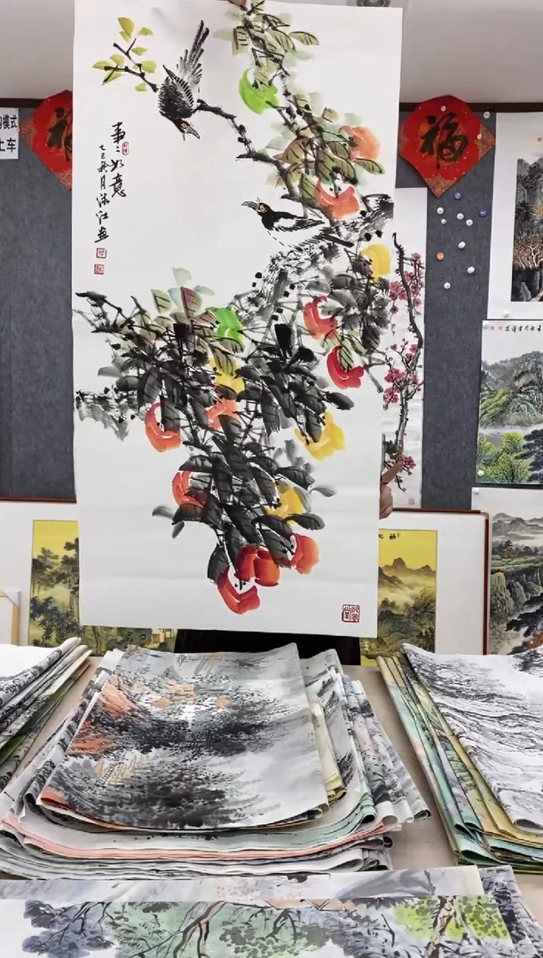 国画福利！沈泳江手绘  三尺整张 100*50cm