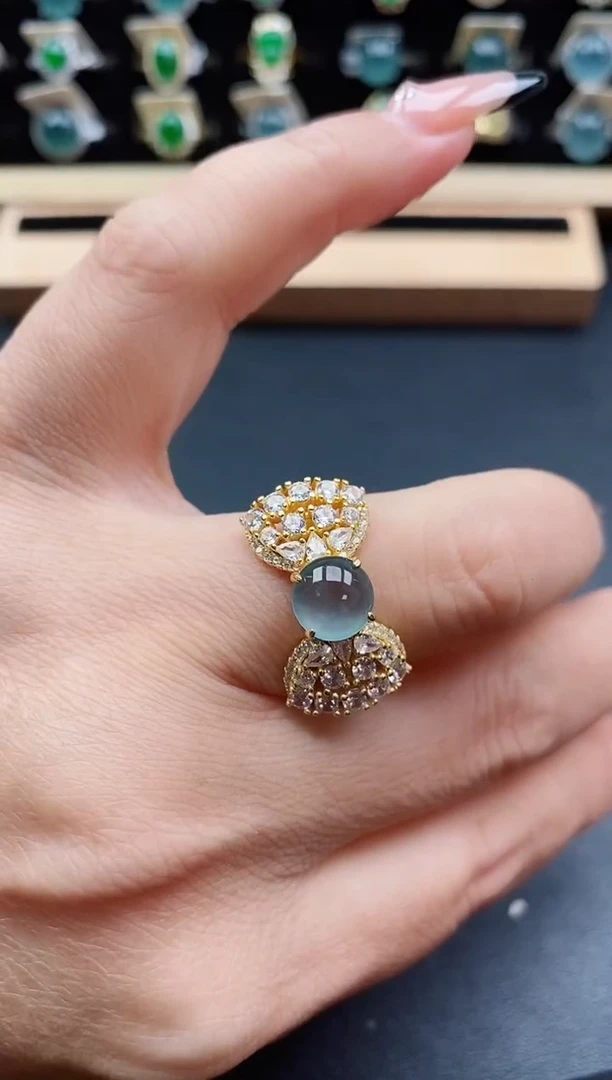 银S925镶嵌戒指翡翠1