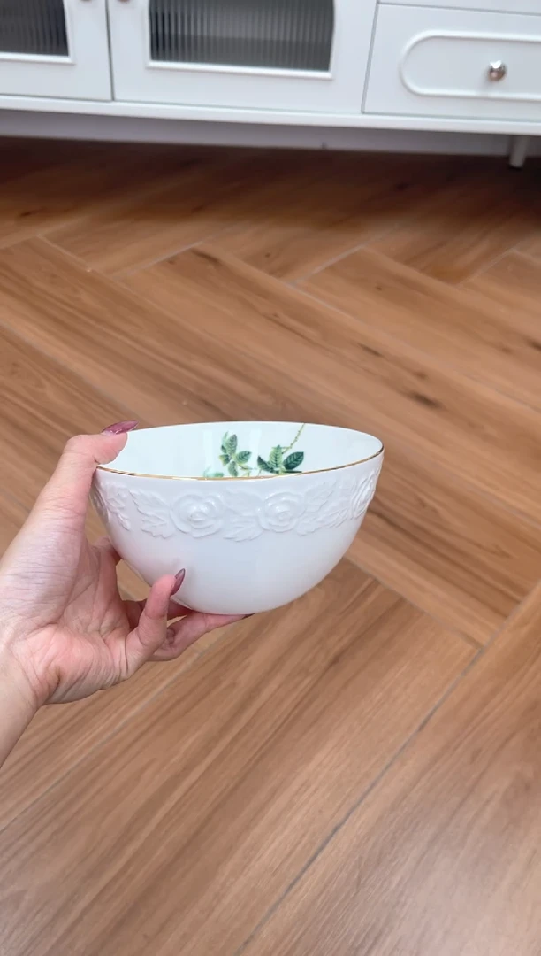 碗玫瑰高骨骨瓷面碗