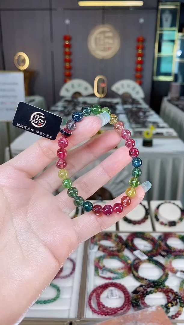 未镶嵌老矿碧玺彩虹单圈手串6mm+碧玺多样性发一条mz