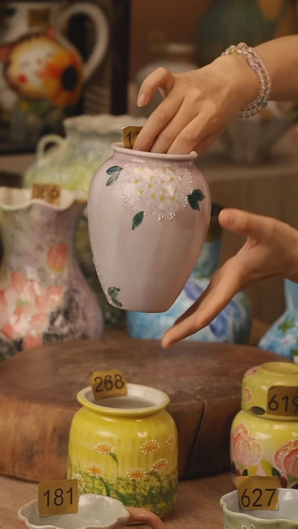 陶瓷172景德镇设计师手作花器摆件侘寂风
