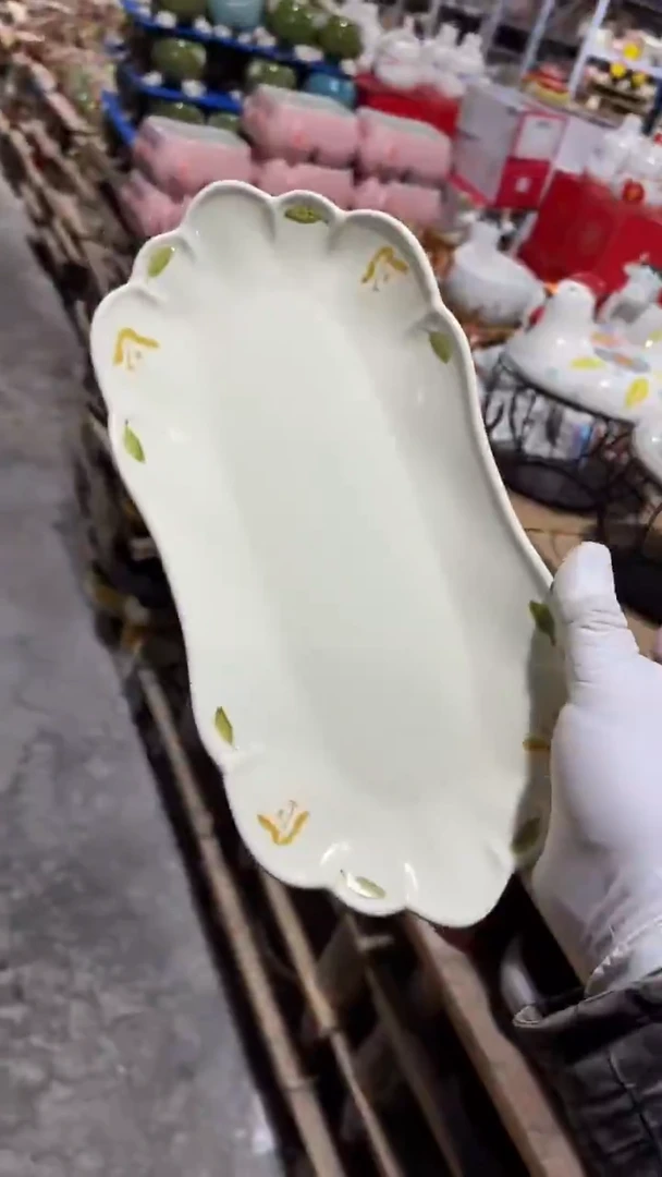 陶瓷异形椭圆盘微瑕 凑满20元包邮