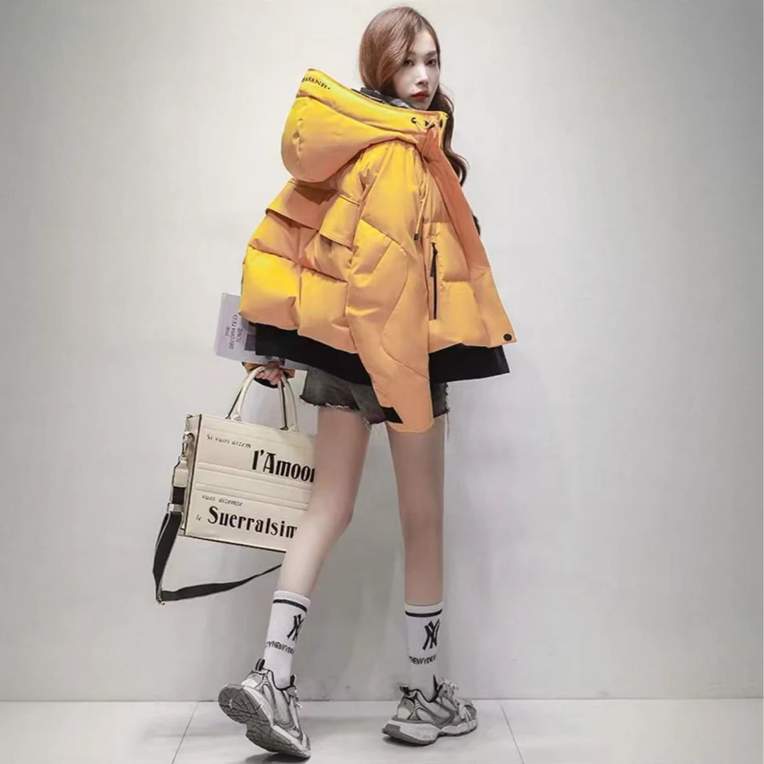 2025新款连帽宽松羽绒服女短款冬季修身显瘦加厚白鸭绒外套时尚
