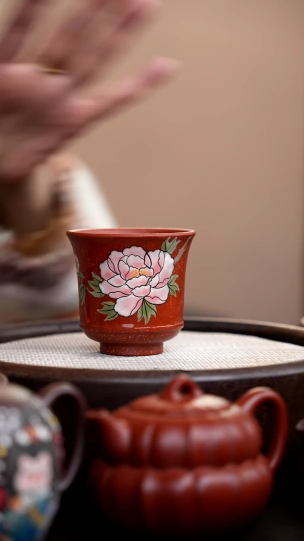 茶壶紫砂降坡泥铃铛杯大粉花