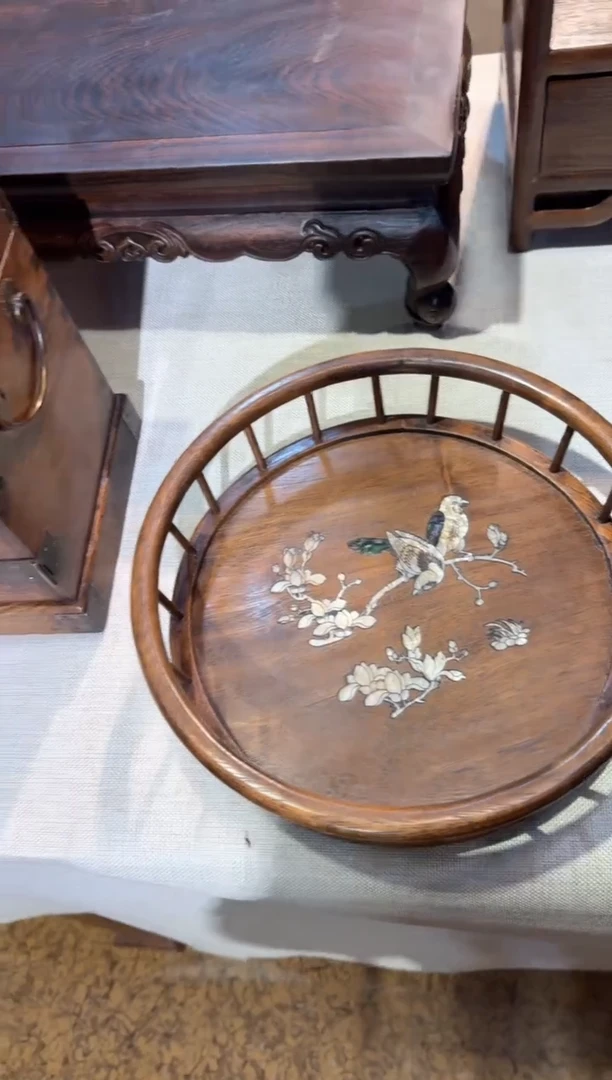 【闪购商品】木花梨木   圆托盘   茶盘