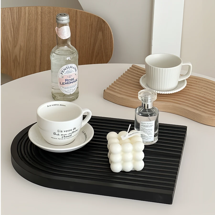 实木材质轻奢款黑色托盘入户玄关收纳钥匙卧室收纳香水客厅摆件