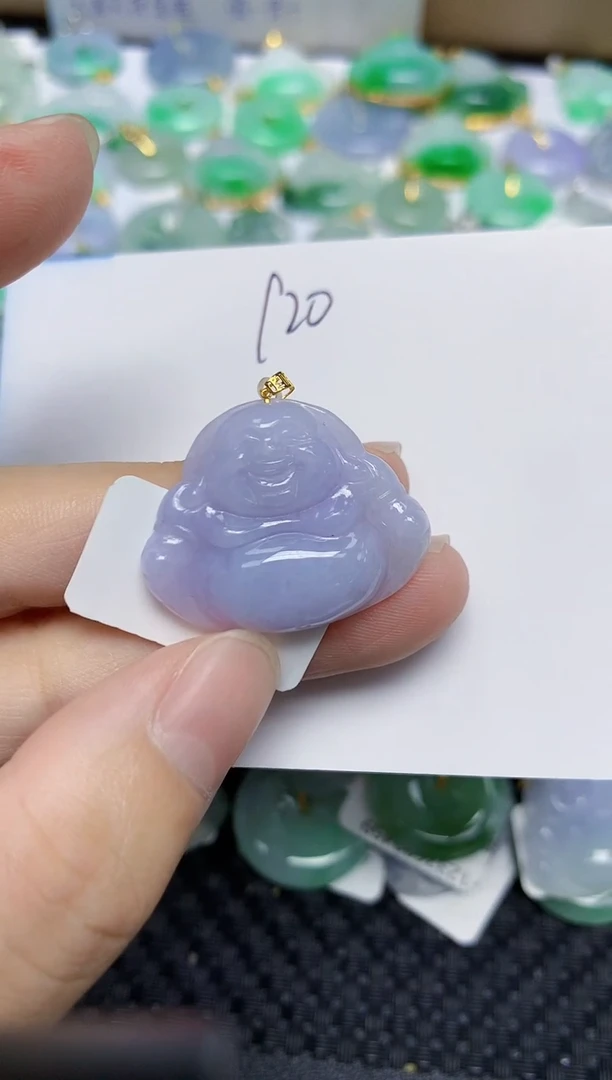 翡翠18K金镶嵌颈饰天然缅甸翡翠A货
