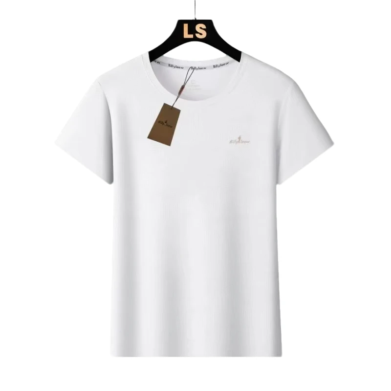 夏季男装商务短袖运动圆领美式宽松冰丝T恤打底衫丝光棉23668