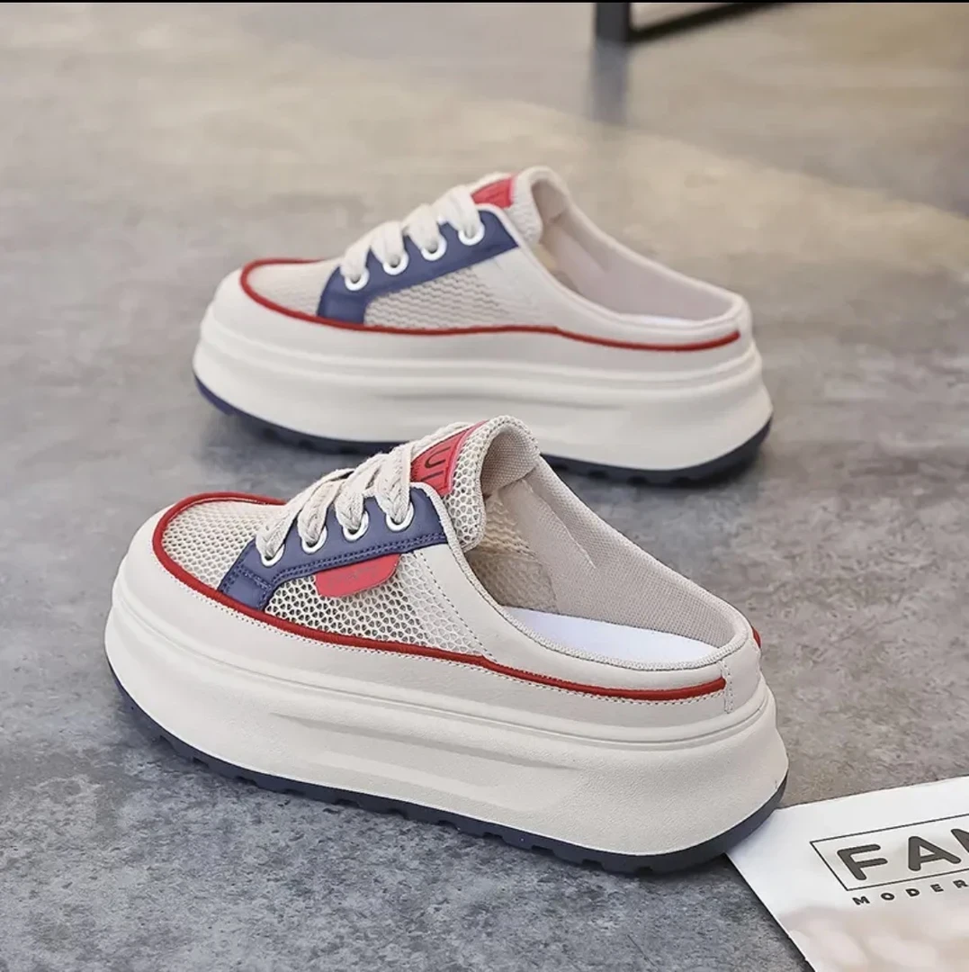 【静姐宠粉】 透气网面半拖鞋一脚蹬懒人半托女鞋时尚休闲 鞋子 B33