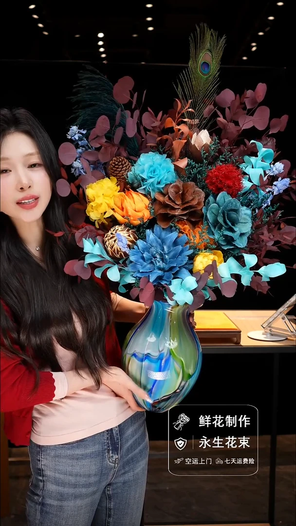 手工艺品琉璃手工花器花束空运包邮送货上门-以图片为准