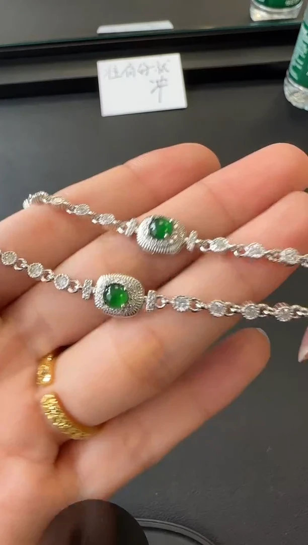 【闪购商品】翡翠手链银S925镶嵌多样性发其一没有鉴赏期