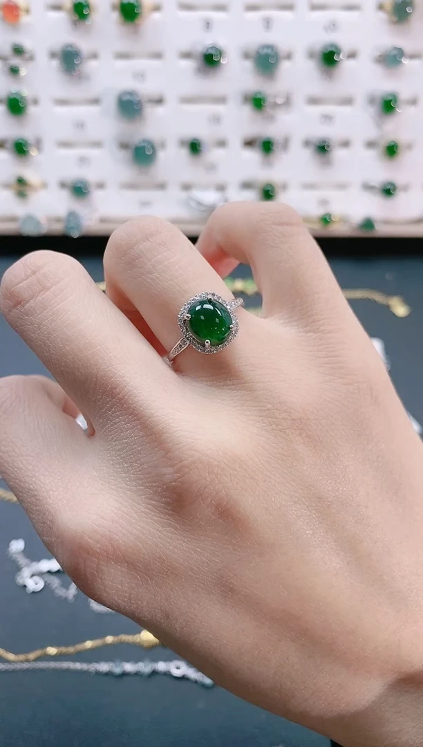 【闪购商品】翡翠戒指银S925镶嵌天然翡翠