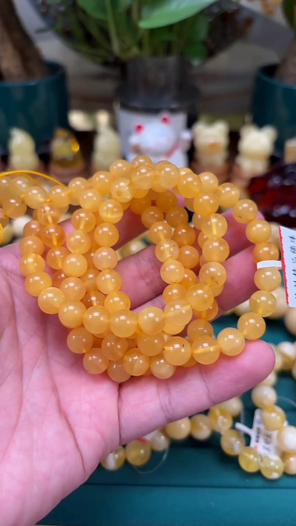 手链蜜蜡未镶嵌【p80】俄料精品佛珠 41.72克 8+mm
