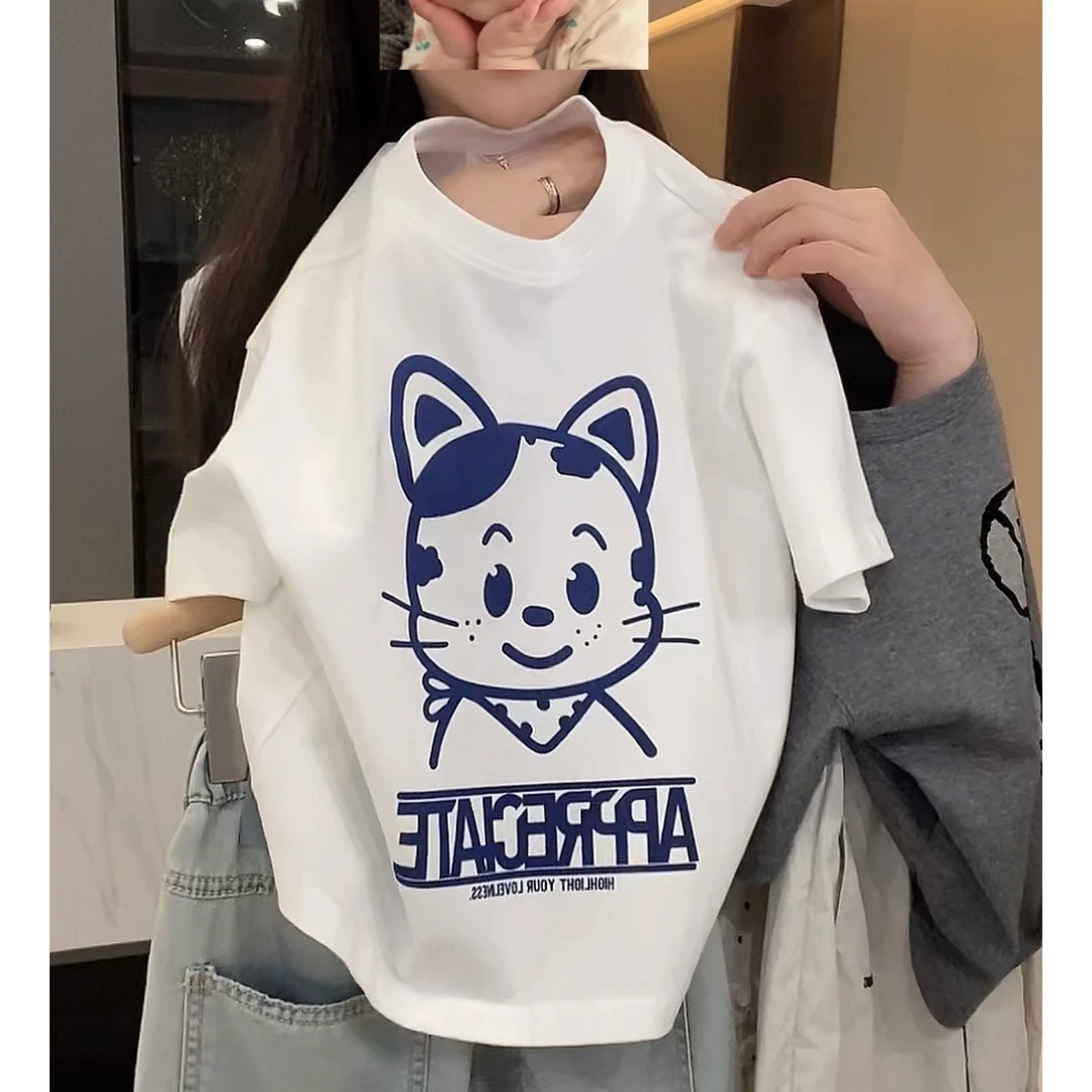 【小首尔】现货-儿童夏季韩版简约洋气卡通印花短袖T恤上衣HBB7168