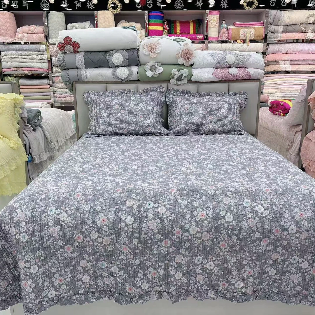 婷阳禄❀阿纱棉花布床盖三件套
