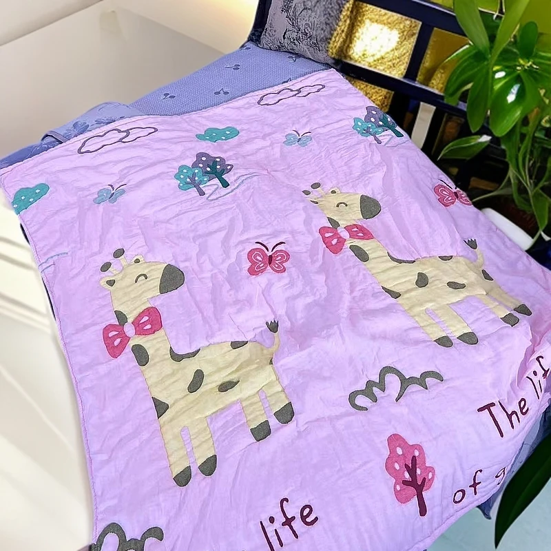 【长颈鹿】120*150  A类全棉纱布云朵泡芙被