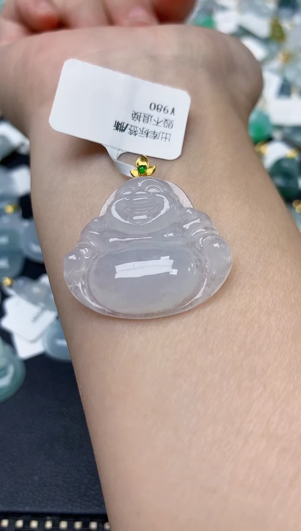 颈饰18K金镶嵌翡翠天然缅甸A货翡翠