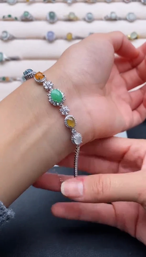 银S925镶嵌戒指翡翠2222222+4