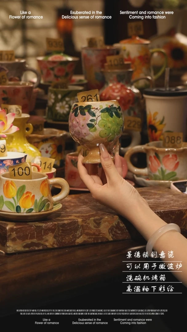 陶瓷景德镇高温手绘釉下彩设计师款式