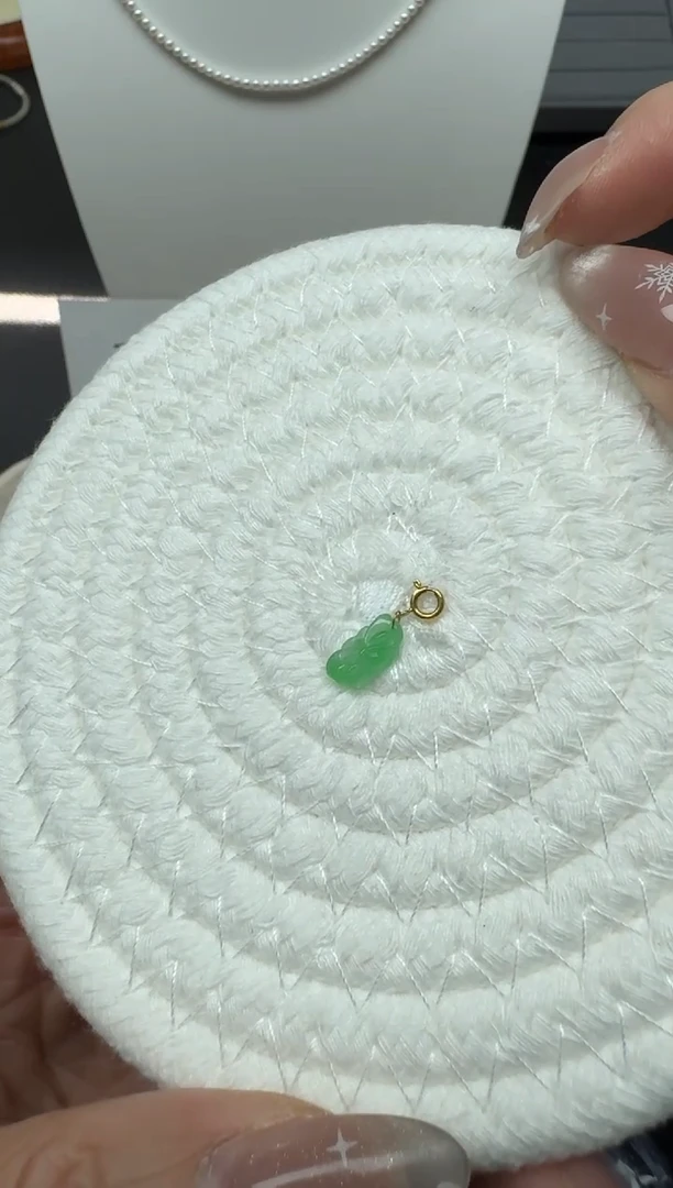 颈饰18K金镶嵌翡翠（13号链接）纯天然A货缅甸翡翠小滴溜