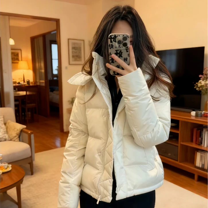 五格女士长袖连帽短款百搭时尚女士羽绒服