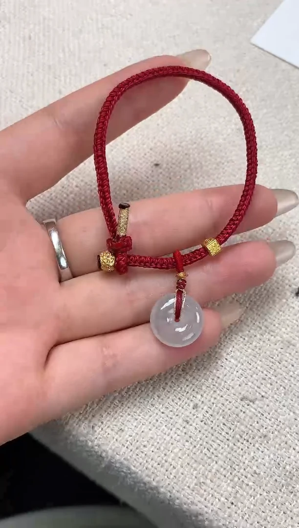 【闪购商品】翡翠手绳银S925镶嵌平安扣手绳