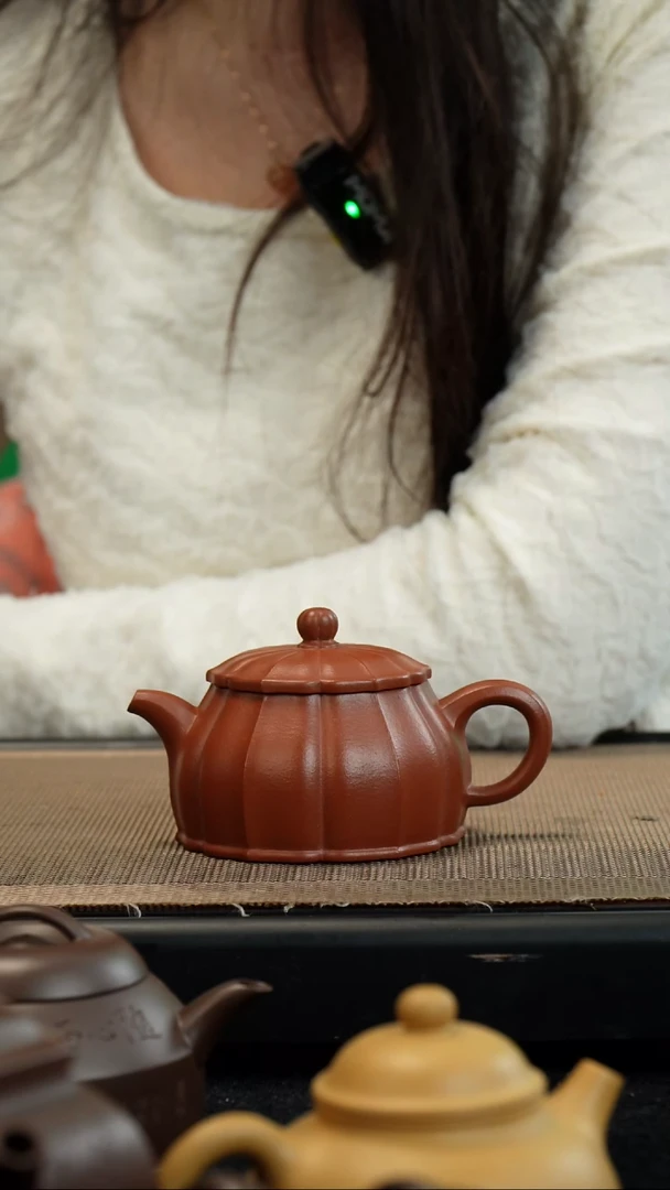 【闪购商品】紫砂茶壶生砂朱泥筋纹若溪