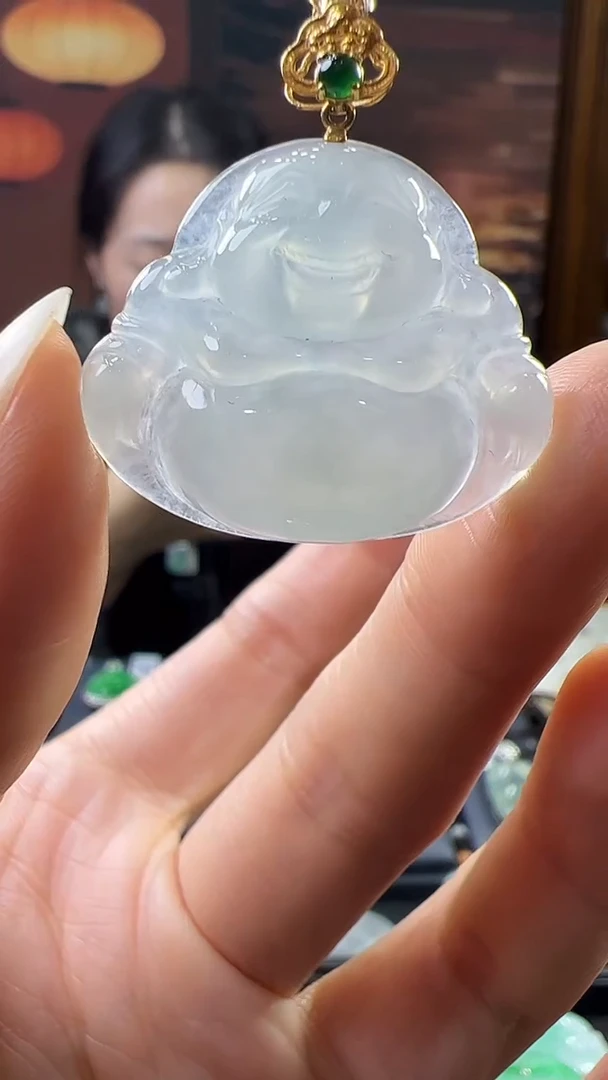 18K金镶嵌挂件翡翠佛公不含链