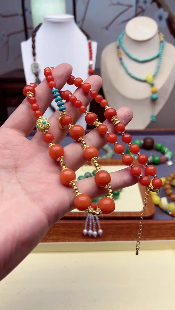 【闪购商品】南红玛瑙颈饰14K金镶嵌X104