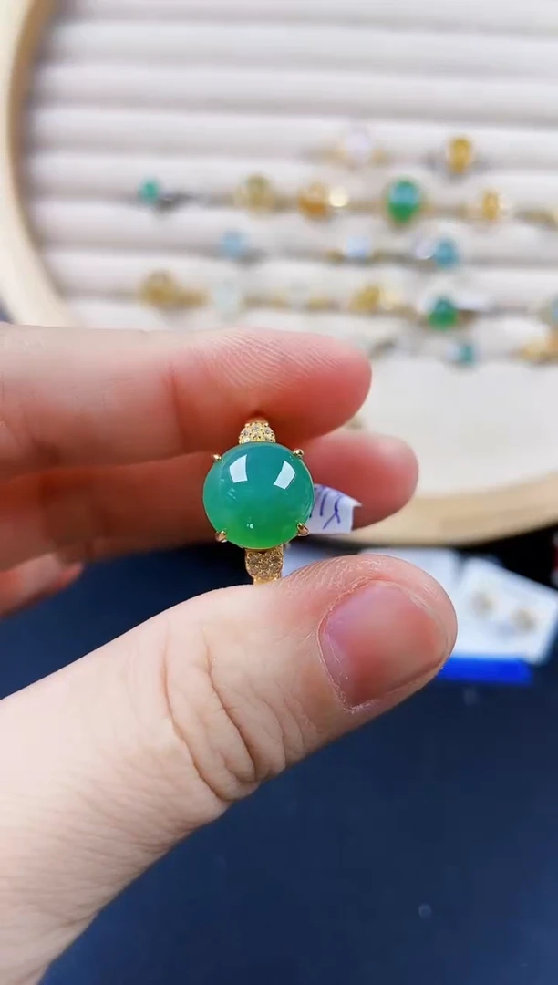 翡翠戒指银S925镶嵌121