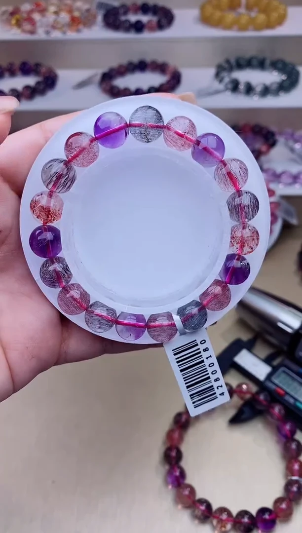 未镶嵌手链水晶黑加仑超七单圈10m+