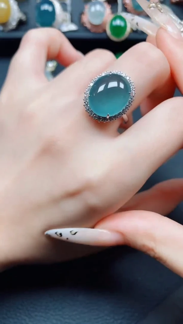 银S925镶嵌戒指翡翠翡翠