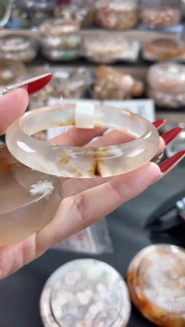 未镶嵌手镯石英质玉天然樱花手镯（镯心赠品不保证完美）58