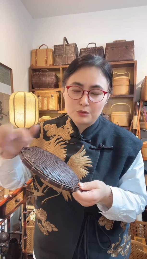 手工竹编复古小浅盘