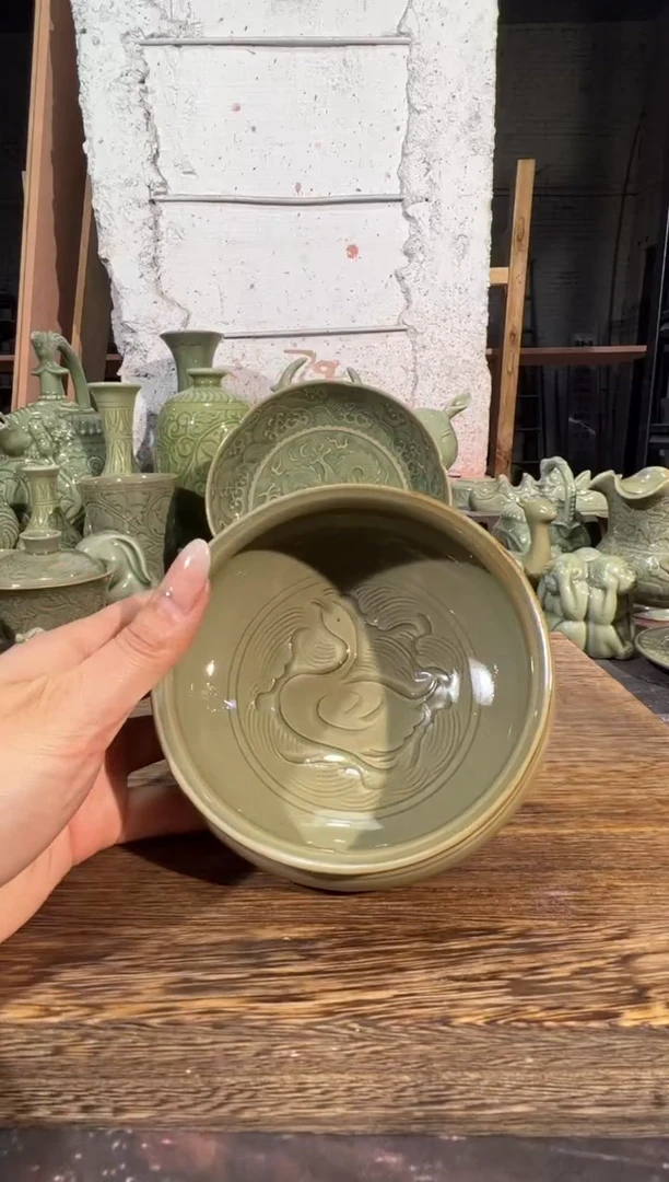 微瑕耀州窑纯手工海水鸭水洗