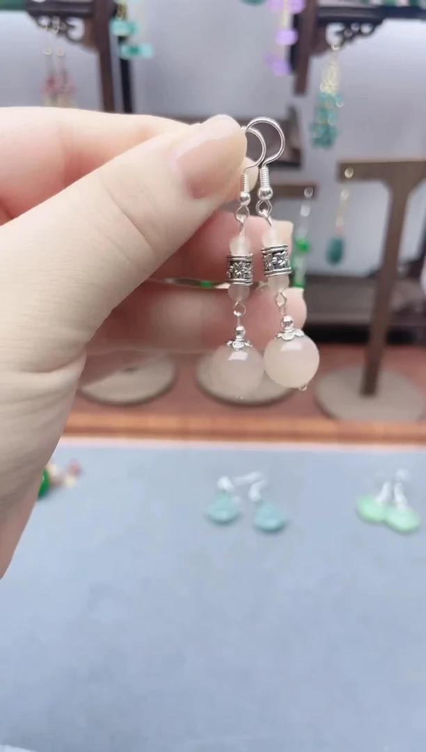 银S925镶嵌和田玉耳饰112200