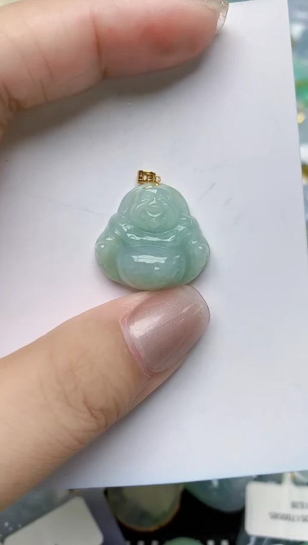 翡翠18K金镶嵌颈饰天然缅甸A货翡翠
