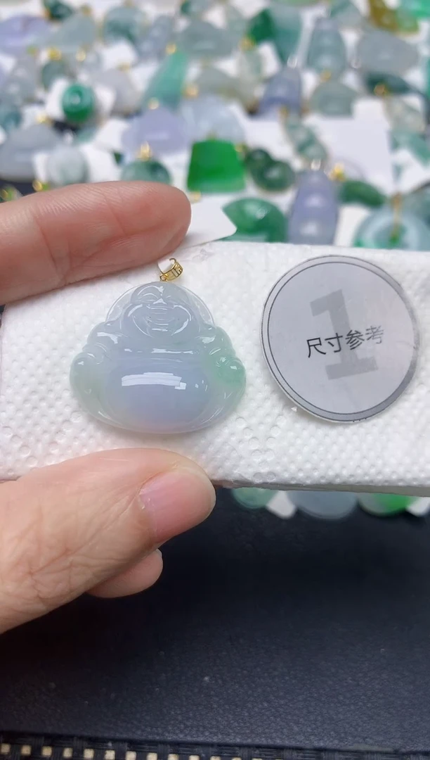 颈饰18K金镶嵌翡翠天然缅甸A货翡翠