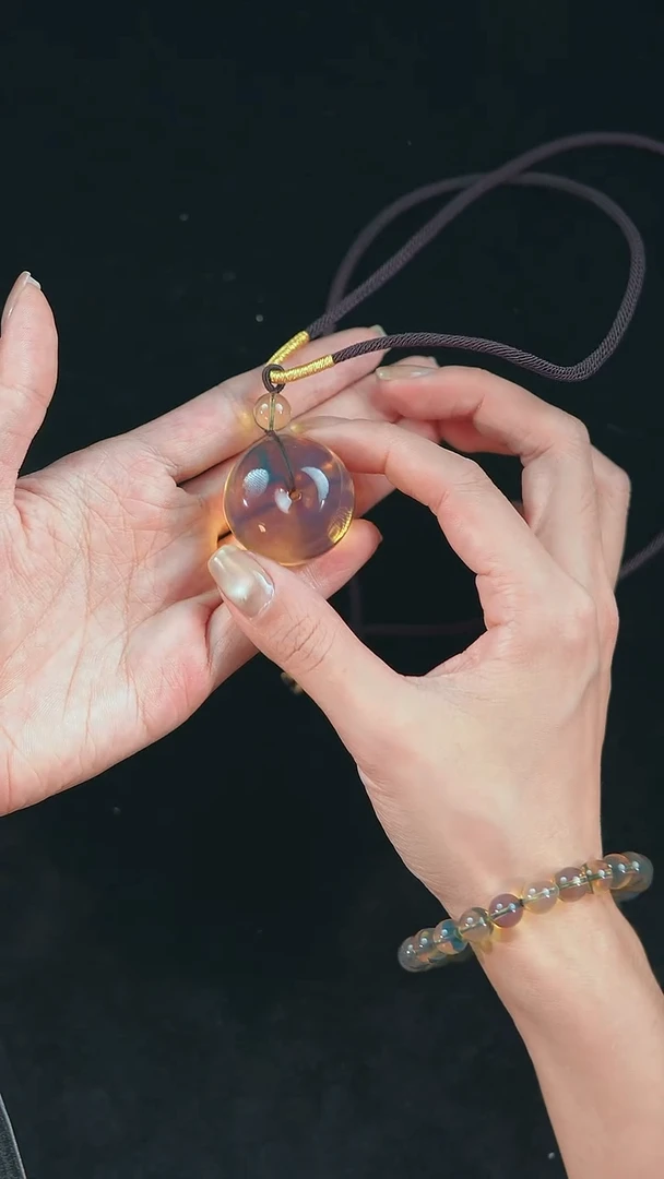琥珀未镶嵌珠宝奇石蓝珀平安扣吊坠