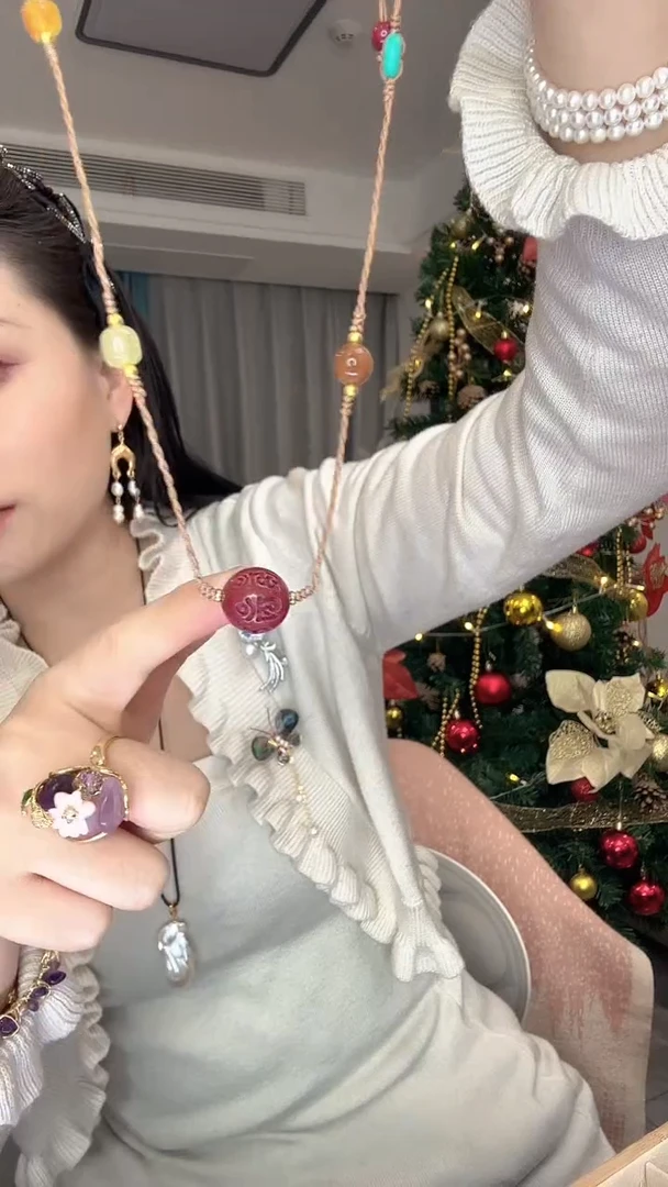 天然辰砂朱砂路路通项链