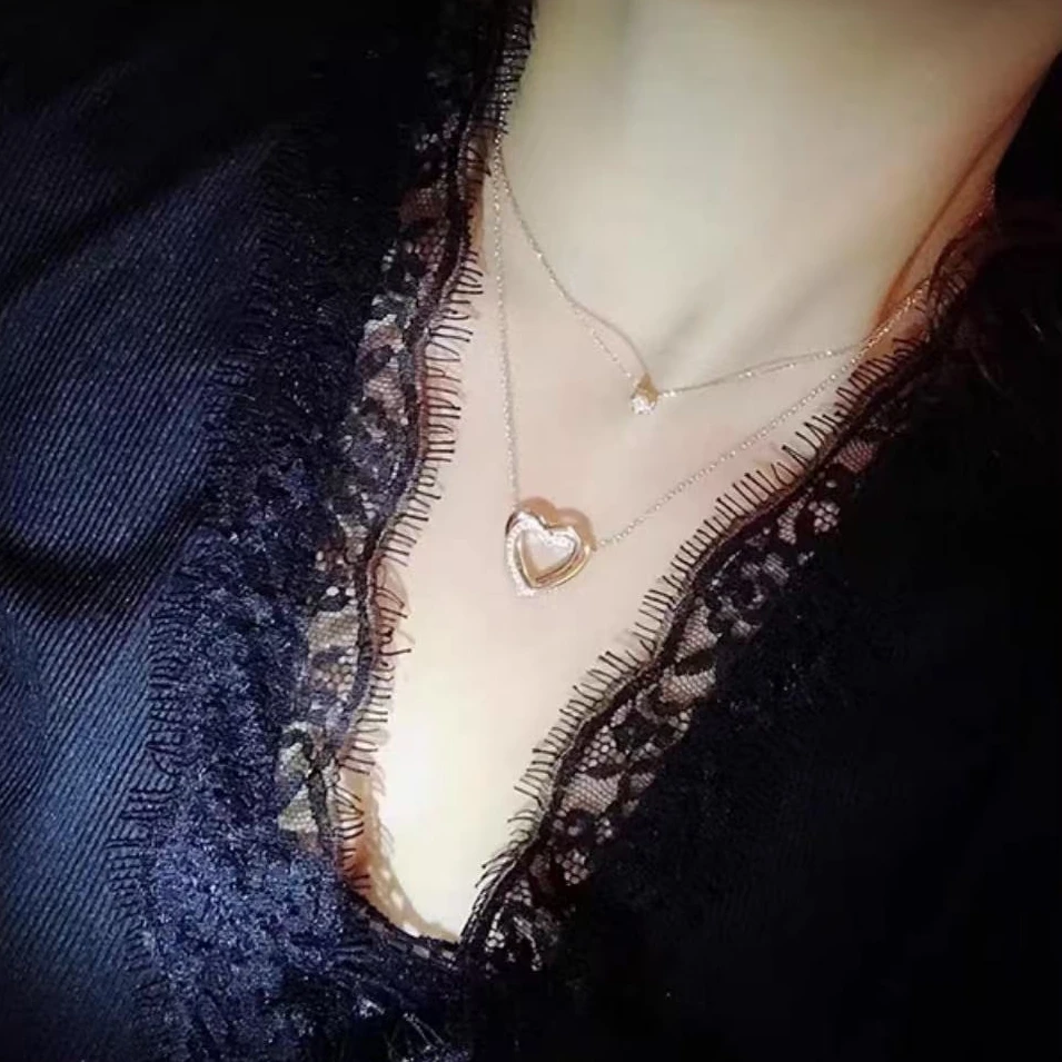 链子925银 【心心相印三色爱心项链】轻奢时尚小众精致百搭气质素款