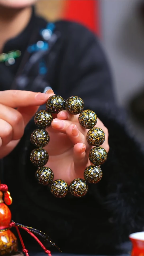 【闪购商品】黑金螺钿紫光檀手串2.0
