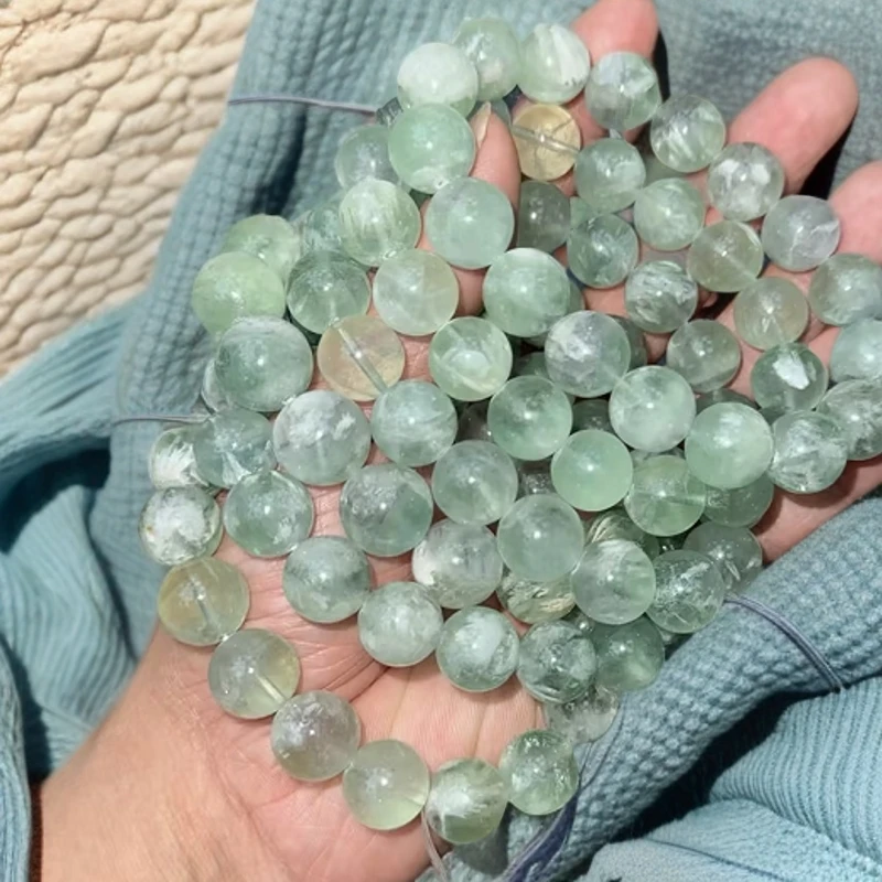 【天然羽毛萤石手链】女款时尚绿色闺蜜冰透冰透单圈手串